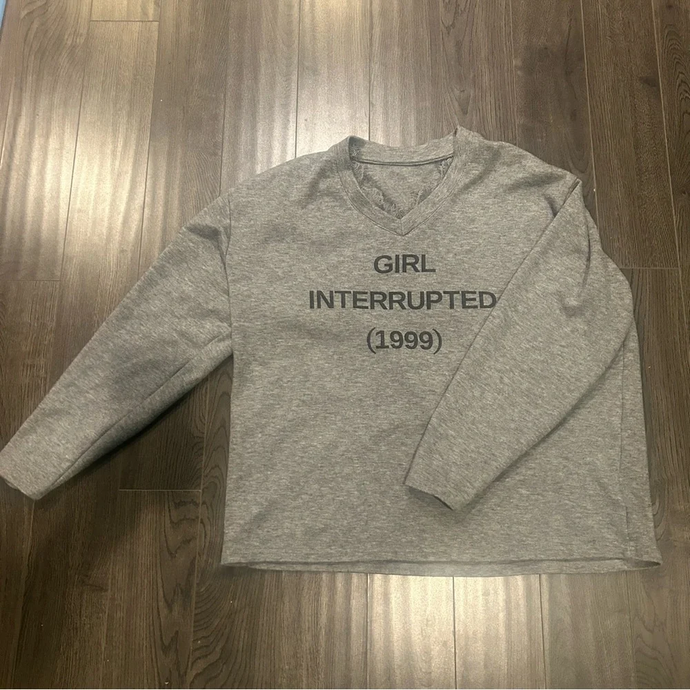 Gray V-Neck Sweater - Picture 5 of 11